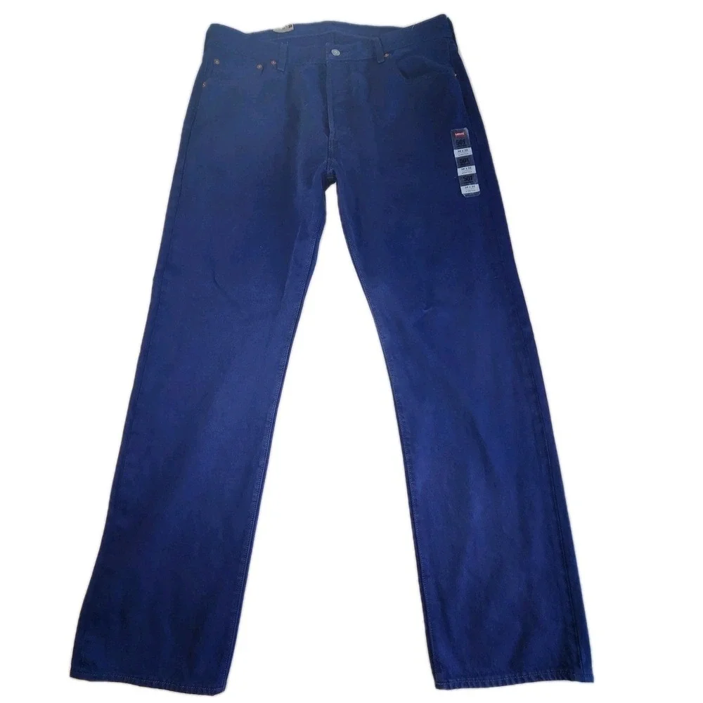 LEVI'S 501 Original Fit Straight Jeans Mens 36 x 32 Cobalt Blue Colorful NEW